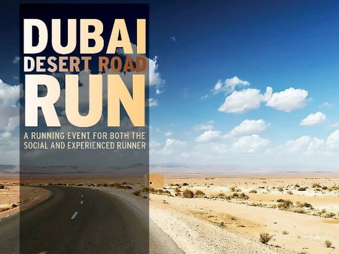 Dubai Desert Road Run February 2014, Premier Marathons, Events 2014, Dubai, UAE, February 2014, Desert Road , Sevens Stadium on Al Ain Rd