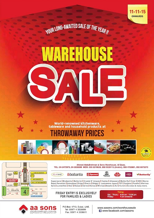 A A Sons Warehouse Sale Dubai 2015