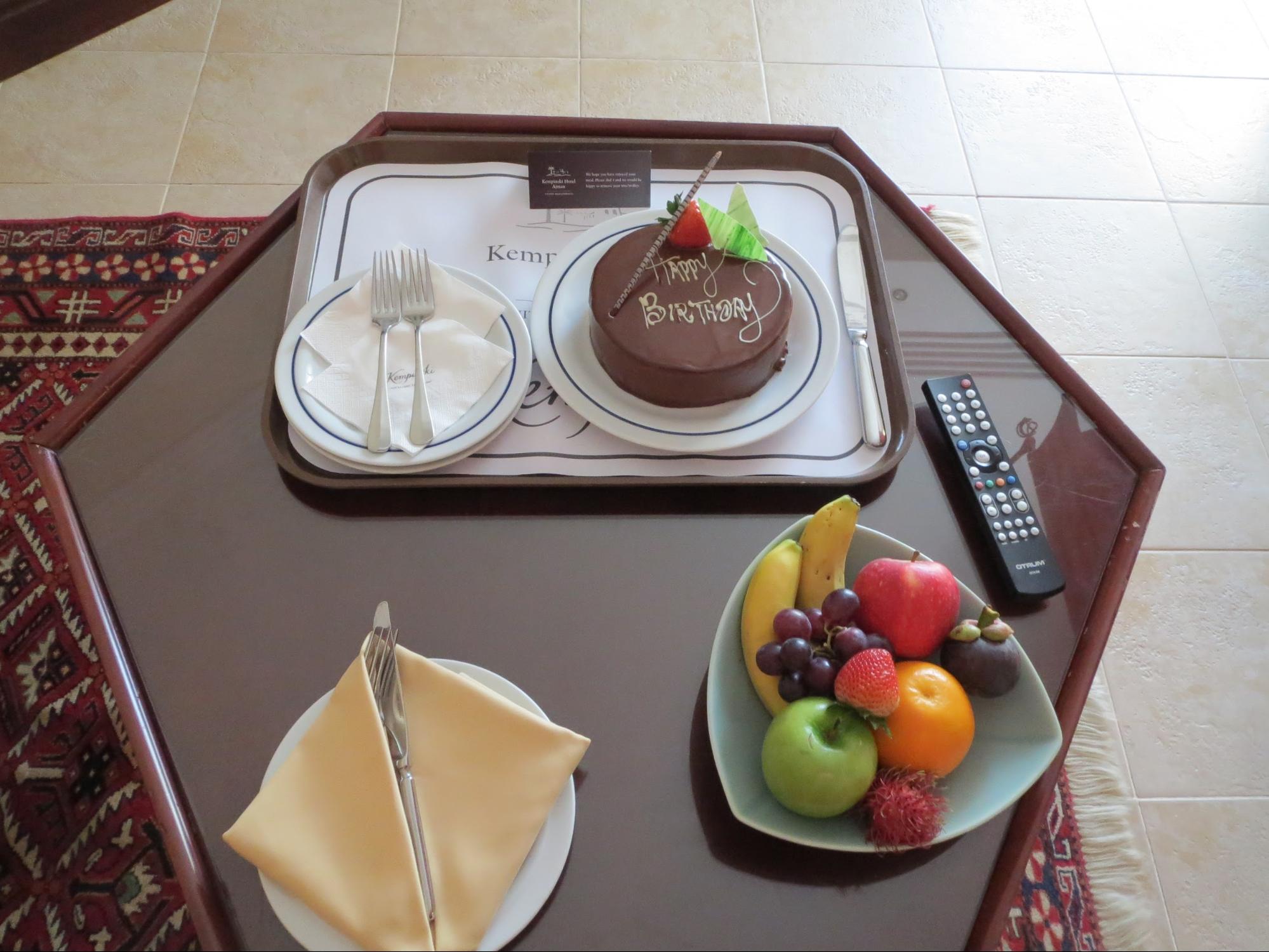Kempinski Hotel, Ajman Review - Special Birthday Surprise Chocolate Cake