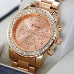 Rose Gold Plated Full Stainless Steel Lady Quartz Watch.