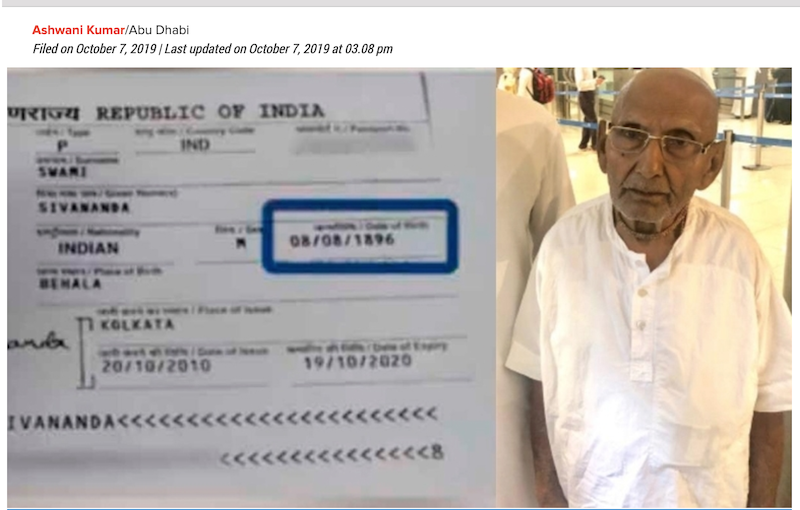 124 year old Indian traveller lands at Abu Dhabi airport