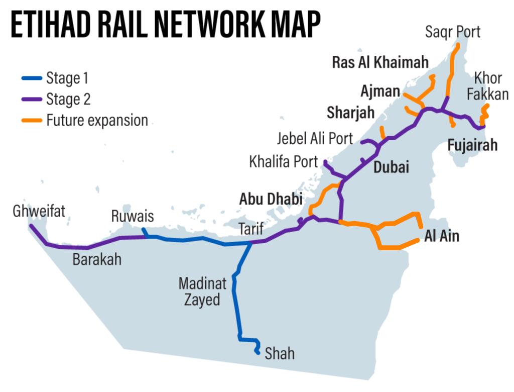 Etihad Rail Route Map