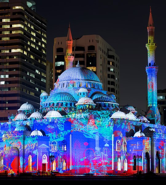 house-in-the-sea-under-moonshine-sharja-light-festival - Dubai UAE Travel,  Tour Guide