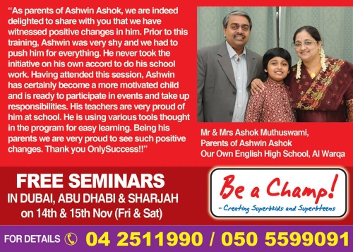 Only Success learning technologies – Be a champ seminar Dubai