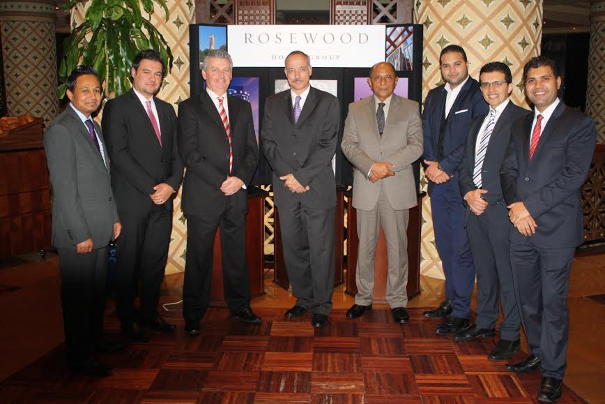 Rosewood Jeddah associates, from left to right: Shafi Ahmed, Mohamed Jouni, Craig Senior, Hans-Peter Leitzke, Najeeb Zahid, Ramy Youssef, Sherif El Mansoury and Saud Iqbal.